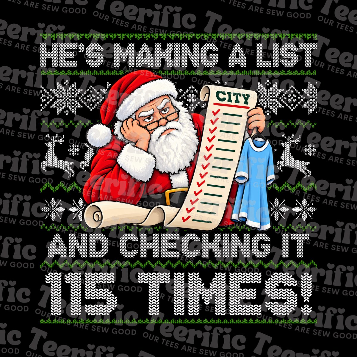 HE'S MAKING A LIST AND CHECKING IT 115 TIMES
