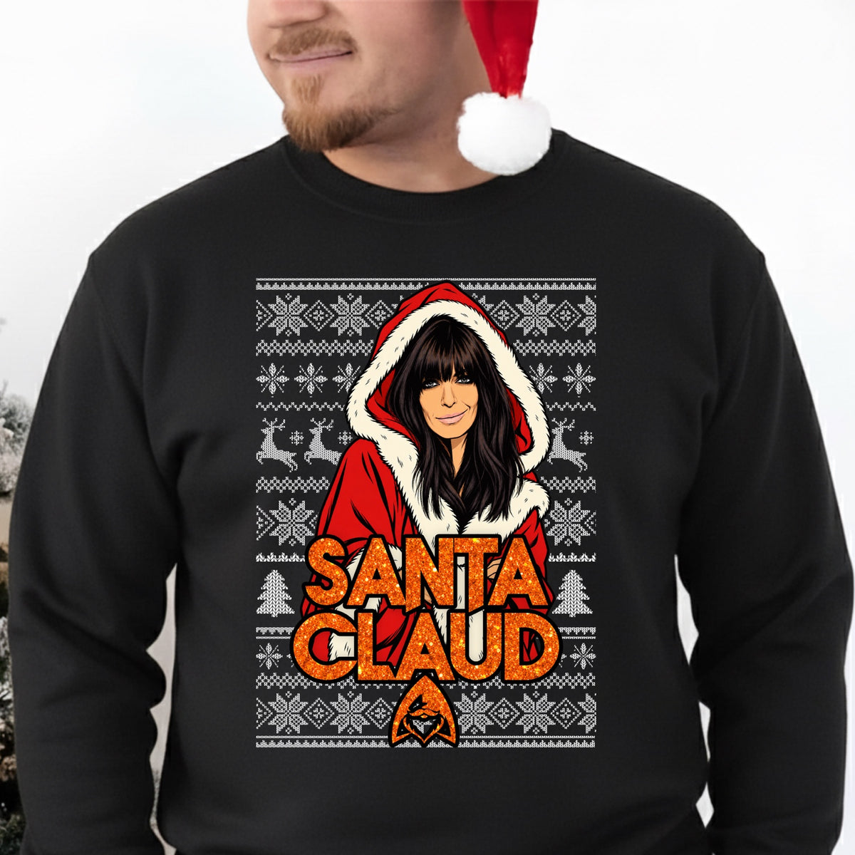 SANTA CLAUD male black Christmas sweatshirt mockup