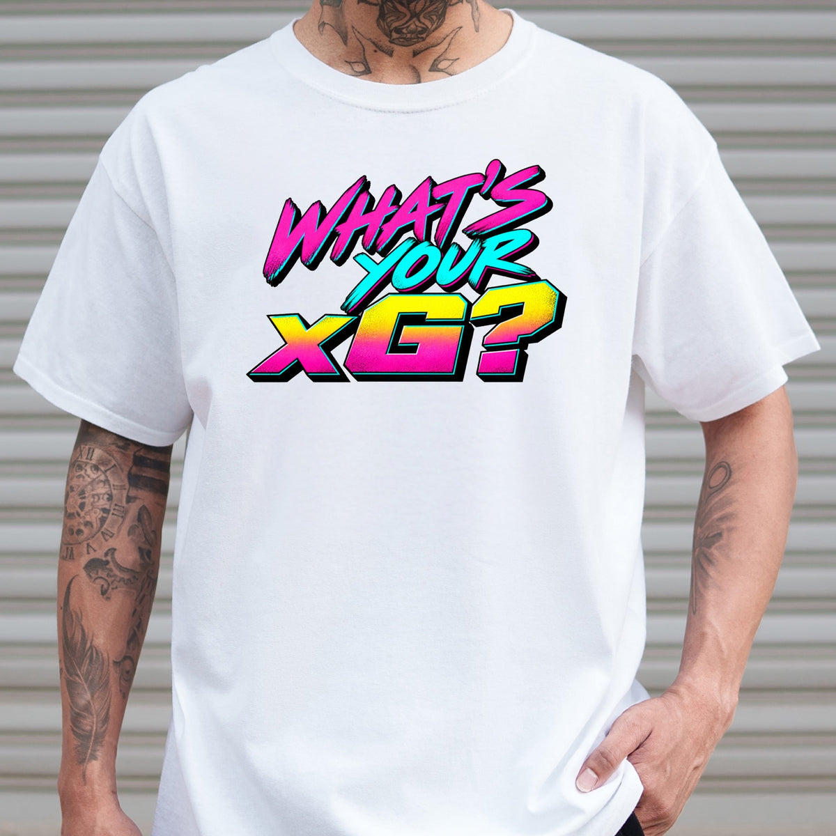 WHAT'S YOUR xG? adult T-shirt mockup